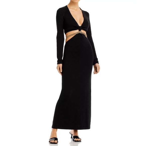 Cult Gaia Melody Chain Cutout Knit Maxi Dress Black Size S - Picture 1 of 5